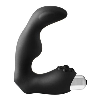 Черный вибромассажер простаты FantASStic Vibrating Prostate Massager - 11,3 см. Длина: 11.3 см. Диаметр: 3.3 см. Этот вибромассажер простаты FantASStic изготовлен из гладкого черного силикона, приятного на ощупь. Верхний конец имеет изогнутую форму, предназначенную для достижения и стимуляции точки Р. Нижний конец стимулятора простаты будет стимулировать промежность и содержит съемную вибрирующую пулю. Пуля предлагает 10 ритмов вибрации, которыми можно управлять с помощью одной кнопки. Страна: Китай. Материал: силикон. Батарейки: есть в комплекте.
