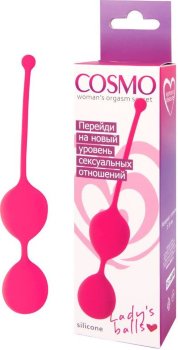 Розовые двойные вагинальные шарики Cosmo с хвостиком для извлечения