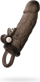 Чёрная насадка на пенис Toyfa XLover с вибрацией