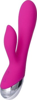 Розовый силиконовый вибратор с клиторальным стимулятором LIA - 19 см.