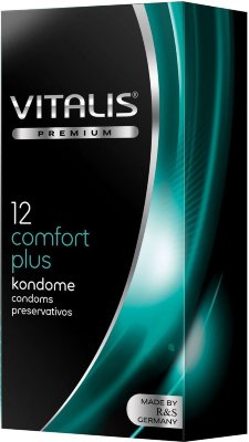 Контурные презервативы VITALIS PREMIUM comfort plus - 12 шт. Длина: 18 см. Презерватив из натурального каучукового латекса, контурный, с силиконовой смазкой и накопителем. Форма контурная. Качество ISO 4074:2002. Толщина стенки - 0,07 мм. Ширина - 53 мм. В упаковке - 12 шт. Страна: Германия. Материал: латекс. Объем: 12 шт.