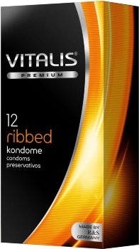Ребристые презервативы VITALIS PREMIUM ribbed - 12 шт.