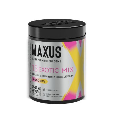 Цветные ароматизированные презервативы MAXUS Exotic Mix - 15 шт. Длина: 18 см. MAXUS Exotic Mix — для тех, кто любит разнообразие и никогда не отказывается от «сладенького». Три разных цвета и аромата (банан, клубника и бабл-гам). Презервативы гладкие цветные и ароматизированные (банан - желтый, клубника - красный, бабл-гам - синий). Позволят побаловать себя экзотическими ароматами. Выполнены из высококачественного латекса, имеют классическую форму, в силиконовой смазке. В комплекте кейс для хранения. Номинальная ширина - 53 мм. Толщина стенки - 0,06 мм. В упаковке - 15 шт. - Регистрационное удостоверение РФ: ФСЗ 2008/03067 - Дата регистрации медицинского изделия: 02.09.2019 г. - Срок действия регистрационного удостоверения: бессрочно - Представитель изготовителя медицинского изделия: ООО «Атекс Групп», 140055, Россия, Московская область, г. Котельники, микрорайон «Белая дача», промзона ООО «Технопром», стр. Е, офис 303 - Номер модели: 3864713. Страна: Великобритания. Материал: латекс. Объем: 15 шт.