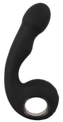 Черный силиконовый вибратор G P-Spot Vibrator - 16,8 см. Длина: 16.8 см. Диаметр: 3.8 см. Идеально изогнутый вибратор для точки G и P от Black Velvets с выразительной вибромассажной головкой. Для точной стимуляции вагинальной G-точки и/или анальной P-точки (простаты). Два мощных и тихих моторчика обеспечивают 10 интенсивных режимов вибрации в головке и на ручке. Они регулируются по отдельности нажатием кнопки на практичной ручке-кольце. Даже в ванной и душе, ведь вибратор G & P-Spot водонепроницаем. Нескользящее кольцо также обеспечивает безопасное анальное использование без соскальзывания. Перезаряжаемый - USB-кабель для зарядки входит в комплект. Страна: Китай. Материал: силикон. Батарейки: встроенный аккумулятор.