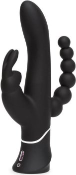 Черный перезаряжаемый вибратор Triple Curve Rechargeable Rabbit Vibrator - 25,4 см.