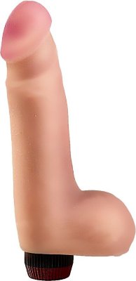 Реалистичный вибратор из материала неоскин - 18,2 см. Длина: 22.7 см. Диаметр: 4.7 см. Эта секс-игрушка, бесспорно, станет вашим фаворитом среди прочих. Как минимум потому, что мало кто может похвастать такой же реалистичной на ощупь поверхностью. Вибромассажёр выполнен из неоскин – киберкожи последнего поколения. Вот почему и крупная розовая головка, и плотный ствол, и даже мошонка так нежны и бархатисты, как настоящая плоть. Мощная мультискоростная вибрация, регулируемая колёсиком, поможет вам быстрее достигнуть оргазма из-за чувственных проникновений стимулятора. Рабочая длина - 15,5 см. Диаметр головки - 4,4 см. Страна: Россия. Материал: неоскин. Батарейки: 2 шт., тип AA.