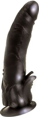 Чёрный фаллоимитатор с клиторальными лепестками - 18,5 см. Длина: 18.5 см. Диаметр: 3.9 см. Эффектный и соблазнительный фаллоимитатор из черного приятного на ощупь материала без труда заменит вам даже самого умелого любовника. Сочная головка ласково проникает в женское лоно, упругое тело удваивает ощущения, благодаря прорисованному рельефу, а нежные лепестки в основании дополнительно стимулируют клитор. Освободить руки можно, закрепив секс-игрушку на любой ровной поверхности. Страна: Россия. Материал: поливинилхлорид (ПВХ, PVC).