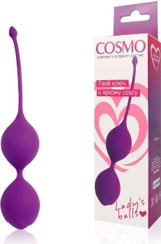 Фиолетовые двойные вагинальные шарики с хвостиком Cosmo