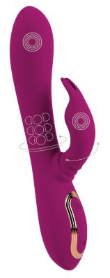 Фиолетовый вибратор 3 Function Vibrator с вращением бусин - 23 см. Длина: 23 см. Диаметр: 3.8 см. Вибратор-кролик с 3 моторчиками. Вращающиеся массажные бусины в стволе. Кролик для клитора двигается вперед и назад. Вибратор воздействует на вагину и клитор одновременно. 10 режимов вибрации ствола и зайчика. Движение и вращение в 5 скоростях. Силикон с шелковистой мягкой на ощупь текстурой. Водонепроницаемый. Перезаряжаемый - в комплекте USB-кабель для зарядки. Рабочая длина - 13 см. Страна: Китай. Материал: силикон. Батарейки: встроенный аккумулятор.