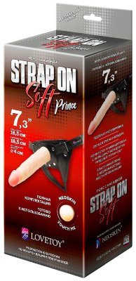 Пояс-трусики с насадкой Soft-Prince - 18,5 см. Длина: 18.5 см. Диаметр: 4 см. Классическая, универсальная модель для мужчин и женщин. При создании этой модели производители учли желание максимального комфорта, мягкости, удобства при использовании пояса. Использованы самые мягкие сорта полиуретановой, многослойной стрейч- кожи с эффектом трансформации. С внутренней стороны, к телу, пояс покрыт бархатом, что добавляет комфорта и поглощает влагу. Лямки сделаны из двухслойной кожи и легко регулируются в широком диапазоне. Насадка мягкая снаружи и упругая внутри, по ощущениям приближена к реальному прототипу. Диаметр головки - 3,2 см. Страна: Россия. Материал: неоскин.