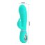 Бирюзовый вибратор-кролик с рёбрышками Prescott - 20 см. - Бирюзовый вибратор-кролик с рёбрышками Prescott - 20 см.