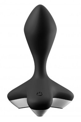 Черная анальная пробка с вибрацией Game Changer - 11,5 см. Длина: 11.5 см. Диаметр: 3 см. Satisfyer Game Changer – это анальная вибропробка, которая совмещает в себе эргономику с новейшими технологиями, чтобы доставить максимальное удовольствие как начинающим, так и продвинутым пользователям! Вибромассажер отличается особой гибкостью, поэтому он идеально адаптируется к анатомии, а также впечатляет своей круглой формой и заостренным концом для целенаправленной стимуляции. Game Changer стимулирует мощным, сильными и глубокими вибрациями! С помощью кнопки One Touch удобно управлять 12 разнообразными программами вибрации, которые обеспечивают максимальную гибкость при занятии любовью с различными ритмами - от легкого и нежного до сильного и интенсивного. Девайс изготовлен из сверхмягкого, приятного для тела медицинского силикона, поэтому он мягкий на ощупь и легко скользит по коже — совершенно безопасен для использования. Широкое основание также выполняет функцию держателя и обеспечивает безопасность во время игр. Кроме того, Game Changer имеет водонепроницаемый корпус и станет идеальный компаньоном для продолжительных игр под душем! Высококачественные материалы, не содержащие фталатов, обеспечат насыщенные и гарнировано безопасные тактильные ощущения. Анальная пробка вставляется в анус после предварительной подготовки. Для комфортности введения и получения максимально приятных ощущений можно использовать смазку на водной основе. Страна: Китай. Материал: силикон. Батарейки: встроенный аккумулятор.