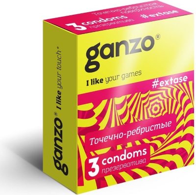 Презервативы анатомической формы с точечной и ребристой структурой Ganzo Extase - 3 шт. Длина: 18 см. Прозрачные презервативы Ganzo Extase анатомической формы с силиконовой смазкой и накопителем имеют точечную и ребристую поверхность для максимальной стимуляции партнерши. Изготовлены из натурального высококачественного латекса. Проверены с использованием электростатической технологии для большей надежности. Ganzo – презервативный бренд родом из Великобритании, сочетающие в себе качество и доступную стоимость. Все презервативы проходят через 5-ступенчатую систему тестирования электроникой. Натуральный латекс премиального качества и гипоаллергенная смазка на силиконовой основе в составе обеспечат гладкое скольжение во время фрикций. Обязательная сертификация подтверждает качество и безопасность продукции Ganzo. Толщина стенки - 0,06 мм. Ширина - 52+/-2 мм. В упаковке - 3 шт. - Регистрационное удостоверение РФ: РЗН 2023/20124 - Дата регистрации медицинского изделия: 19.04.2023 г. - Срок действия регистрационного удостоверения: бессрочно - Представитель изготовителя медицинского изделия: ООО «СПЕКТРУМ», 105066, Россия, Москва, вн.тер.г. муниципальный округ Басманный, ул. Нижняя Красносельская, д. 35, стр. 64, помещ. 3Н/6 - Номер модели: 9039886. Страна: Великобритания. Материал: латекс. Объем: 3 шт.
