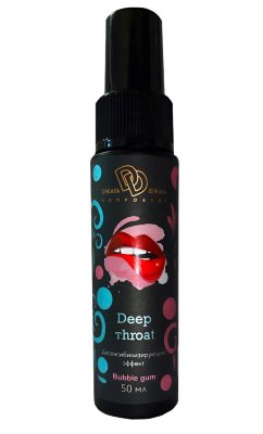 Спрей для горла Deep Throat с десенсибилизирующим эффектом и вкусом бабл-гам - 50 мл. Ультра-спрей для горла Deep Throat с десенсибилизирующим эффектом и вкусом бабл-гам. Усилит оральное удовольствие и сведет к минимуму дискомфорт. Легкая сладость обеспечит повышенное слюноотделение, что так важно при оральных ласках, а входящий в состав ментол создаст двойное воздействие тепла и холода, тем самым возбудит вашу чувствительность! Deep Throat с десенсибилизирующим эффектом идеально подходит под технику «глубокая глотка». распылите 3-4 дозы в рот и горло за 1 минуту до полового акта. Aqua, Propylene Glycol, Glycerin, Menthol, Xylitol, Sodium Benzoate, Potassium Sorbate, Citric Acid, Aroma. Страна: Россия. Объем: 50 мл.