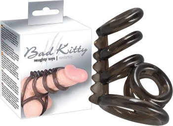 Дымчатая насадка на пенис и мошонку с гребнем Penis Hodenring