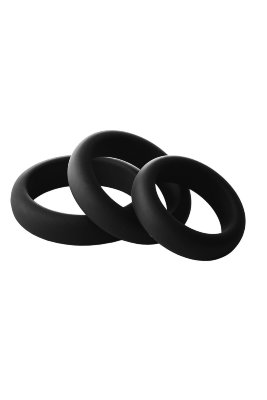 Набор из 3 черных эрекционных колец Smooth Silicone Cockring Pack Набор из 3 черных эрекционных колец Smooth Silicone Cockring Pack. Кольца разного диаметра, сделаны из силикона. Диаметр колец - 4, 4,5 и 5 см. Страна: Китай. Материал: силикон.