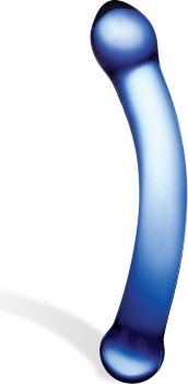 Синий изогнутый фаллоимитатор Curved G-Spot Glass Dildo - 16 см.