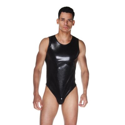 Мужское wet-look боди с прозрачной спинкой Мужское wet-look боди с прозрачной спинкой. Страна: Турция. Материал: 60% полиамид, 40% полиуретан.