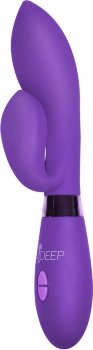 Фиолетовый вибратор Gina с клиторальным отростком - 20 см.
