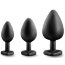 Набор из 3 черных пробок с прозрачным кристаллом-сердечком Bling Plugs Training Kit - Набор из 3 черных пробок с прозрачным кристаллом-сердечком Bling Plugs Training Kit