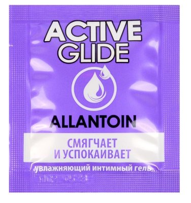 Лубрикант на водной основе Active Glide с аллантоином - 3 гр. Прозрачный гель-лубрикант на водной основе Active Glide с аллантоином активно увлажняет слизистые половых органов, устраняет сухость влагалища, нормализует водный баланс, восполняет недостаток природной смазки, дарит комфортное длительное скольжение, снимает раздражение слизистых, способствует регенерации тканей, препятствует появлению микротравм. Входящий в его состав аллантоин обладает противовоспалительными и регенерирующими свойствами. Прекрасно смягчает и успокаивает раздражённую кожу и слизистую, помогает улучшить состояние и внешний вид половых органов. Аллантоин гипоаллергенен, поэтому может применяться даже для очень чувствительной кожи. Гель-лубрикант Active Glide с аллантоином обеспечивает бережный уход за интимными зонами женщин и мужчин. Не имеет цвета и запаха, легко смывается водой. Страна: Россия. Объем: 3 гр.