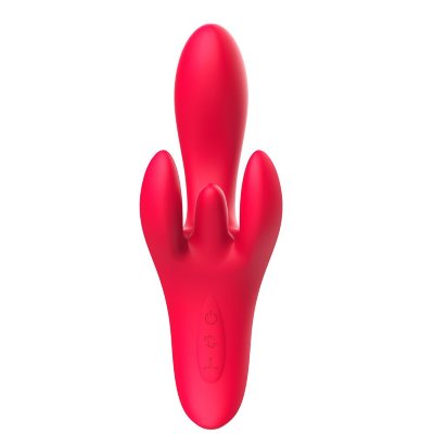 Красный вибратор-кролик с 4 моторами Shakira Длина: 18.5 см. Диаметр: 3.6 см. Woma Shakira — вибратор-кролик с 4 моторами для удовольствия со всех сторон! У Woma Shakira 4 отростка, каждый из которых имеет отдельный вибромотор. Моторы могут вибрировать как синхронно так и по отдельности: на выбор 8 режимов вибрации всех отростков в одном ритме и 12 режимов попеременной работы 4 моторов. Эргономичная форма Shakira с удобным расположением кнопок делает использование игрушки максимально комфортным. Силикон, которым покрыт корпус вибратора, безопасен, гипоаллергенен и прост в уходе. Рабочая длина - 9 см. Страна: Китай. Материал: силикон. Батарейки: встроенный аккумулятор.