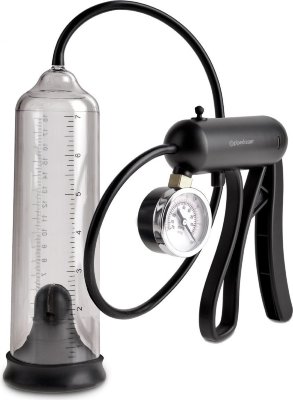 Вакуумная мужская помпа с датчиком давления Pro-Gauge Power Pump Вакуумная мужская помпа с датчиком давления Pro-Gauge Power Pump. В комплекте эрекционное кольцо. Страна: Китай. Материал: анодированный пластик, силикон.