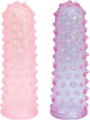 Набор из 2 пупырчатых насадок на пальцы FINGER SLEEVES PURPLE/PINK Длина: 8 см. Диаметр: 2.5 см. Набор из 2 пупырчатых насадок на пальцы FINGER SLEEVES PURPLE/PINK. Насадки разного цвета, но одинакового размера. Страна: Китай. Материал: поливинилхлорид (ПВХ, PVC).