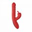 Красный силиконовый вибратор-кролик с фрикциями - 22 см. - Красный силиконовый вибратор-кролик с фрикциями - 22 см.