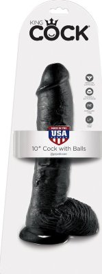 Реалистичный чёрный фаллоимитатор-гигант 10 Cock with Balls - 25,4 см. Длина: 25.4 см. Диаметр: 5.1 см. Этот фаллоимитатор не опишешь в двух словах. Потому как он обладает целым рядом достоинств! Большие размеры будоражат фантазию, в то время как реалистичные до последней венки формы пробуждают неудержимое желание. Податливость чёрного ствола на присоске, пышность мошонки, нежная головка… ммм, сексуальная разрядка будет мощной! Рабочая длина - 20 см. Страна: США. Материал: поливинилхлорид (ПВХ, PVC).