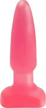 Гладкий розовый анальный плаг - 18,5 см.