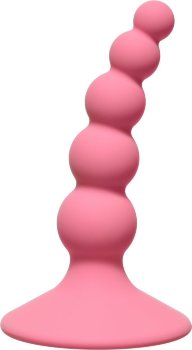 Розовая анальная пробка Ribbed Plug Pink - 10,5 см.