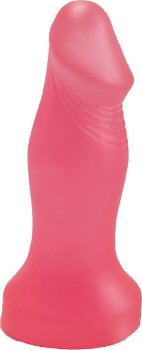Розовый анальный фаллоимитатор с ограничительным основанием - 14 см.