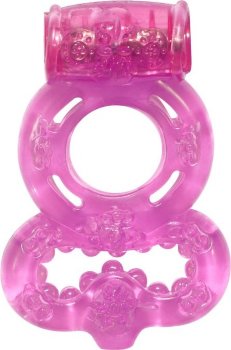 Розовое эрекционное кольцо Rings Treadle с подхватом