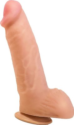 Реалистичный фаллоимитатор на присоске в упаковке-плёнке - 19 см. Длина: 23 см. Диаметр: 5.3 см. Реалистичный фаллоимитатор телесного цвета на присоске удовлетворит даже самые смелые сексуальные фантазии. Форма и венозный рельеф ствола делают секс-игрушку максимально приближенной к настоящему фаллосу. Нежный на ощупь материал и упругая структура позволят испытать весь спектр незабываемых ощущений от проникновений этого манящего дилдо. Рабочая длина - 17 см. Диаметр головки - 5 см. Страна: Россия. Материал: неоскин.