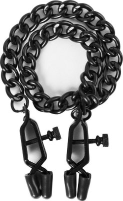Чёрные зажимы на соски Alabama Crossover Nipple Clamps с цепью Длина: 45.7 см. Чёрные зажимы на соски Alabama Crossover Nipple Clamps с цепью. Страна: Китай. Материал: металл.