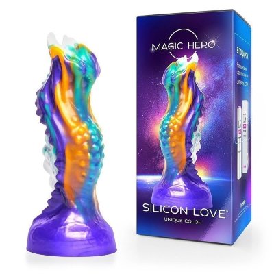 Яркий фантазийный фигурный фаллоимитатор - 22 см. Длина: 22 см. Диаметр: 4.5 см. Оригинальный фаллоимитатор для незабываемых эротических удовольствий. Его форма, напоминающая манящего дракона, и яркая расцветка завораживают. Мощный ствол разной толщины даёт приятное чувство заполненности. Рельефная поверхность обеспечивает дополнительный возбуждающий эффект. Острые рожки на головке позволяют воздействовать на клитор и точку G.Фаллоимитатор может использоваться во время прелюдии к сексу или стать его полноценным участником. Присоска надёжно крепит изделие к ровной горизонтальной или вертикальной поверхности. Секс-игрушка изготовлена из упругого материала. Хорошо гнётся в разные стороны, что позволяет использовать её в различных положениях. Рабочая длина - 18 см. Минимальный диаметр - 4,5 см. Страна: Китай. Материал: силикон.