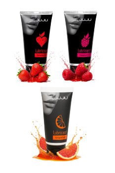 Набор из 3 съедобных лубрикантов JUJU (клубника, малина, грейпфрут)