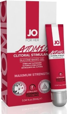 Возбуждающий гель для клитора мощного действия JO CLITORAL ATOMIC - 10 мл. JO Clitoral Atomic – мощное оружие против сексуальной неудовлетворённости. Наносимый на область клитора, он гарантирует усиление чувствительности этой эрогенной зоны. Возбуждающее тепло, дразнящее покалывание – и всё это на протяжении 45 минут! Гель не содержит в составе аминокислот, совместим с любыми презервативами. Объем тюбика рассчитан примерно на 50 применений. Применение: небольшое количество геля нанесите на клитор и аккуратно помассируйте. Теплота и покалывающий эффект появятся через 3-5 минут. Через 45 минут эффект ослабнет и нанесение будет необходимо повторить. Предупреждение: Если происходит раздражение или дискомфорт прекратите использование и обратитесь к врачу. Очень скользкий на поверхностях. Осторожно используйте в ванне и душе. Храните вдали от детей. Состав: Хранение: держать в закрытом виде хранить в сухом месте при температуре не ниже 5С и не выше 25С. Dimethicone, Cyclopentasiloxane, Cyclotetrasiloxane, Dimethiconol, Mentha Piperita (Peppermint) Oil, Capsicum Annuum Resin. Страна: США. Объем: 10 мл.