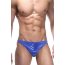 Синие трусы-тонги с застежкой сбоку и сатиновым блеском - Синие трусы-тонги с застежкой сбоку и сатиновым блеском