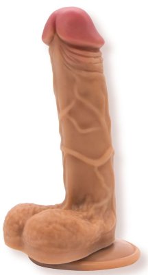 Кофейный фаллоимитатор на присоске Handsome- 19,5 см. Длина: 19.5 см. Диаметр: 3.9 см. Гибкий реалистичный фаллоимитатор Handsome изготовлен из приятного на ощупь и безопасного материала, не содержит фталатов. Игрушка выполнена с рельефными венами, ярко выраженной головкой и мошонкой. Мощная присоска в основании позволяет закрепить игрушку на любой ровной поверхности. Фаллоимитатор можно использовать совместно с трусиками для страпонов. В комплекте идет мешочек для хранения из нетканого материала. Рабочая длина - 14 см. Страна: Китай. Материал: поливинилхлорид (ПВХ, PVC).