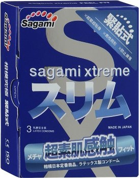 Розовые презервативы Sagami Xtreme FEEL FIT 3D - 3 шт.