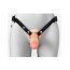 Телесный полый страпон на черных ремнях Hollow Silicone Strap-on - 17,8 см. - Телесный полый страпон на черных ремнях Hollow Silicone Strap-on - 17,8 см.