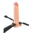 Телесный полый страпон на черных ремнях Hollow Silicone Strap-on - 17,8 см. - Телесный полый страпон на черных ремнях Hollow Silicone Strap-on - 17,8 см.