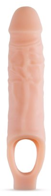 Телесный реалистичный фаллоудлинитель 9 Inch Silicone Cock Sheath Penis Extender - 22,86 см. Длина: 22.86 см. Диаметр: 5.08 см. Насадка закрытого типа для увеличения длины и обхвата полового члена с кольцом для фиксации на мошонке. Она имеет реалистичную форму с ярко выраженной головкой, рельефным покрытым венками телом и текстурированную внутреннюю поверхность для дополнительной стимуляции. Рабочая длина - 15 см. Страна: Китай. Материал: силикон.