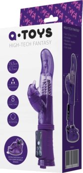 Фиолетовый вибратор с клиторальным стимулятором и супер надёжной присоской