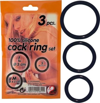 Набор из 3 чёрных эрекционных колец разного диаметра