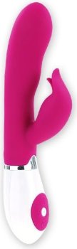 Розовый вибратор Felix с клиторальным стимулятором - 21 см.