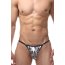 Мужские серебристые трусы-стринги с принтом - Мужские серебристые трусы-стринги с принтом