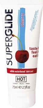 Съедобный лубрикант на водной основе Superglide с ароматом вишни - 75 мл.